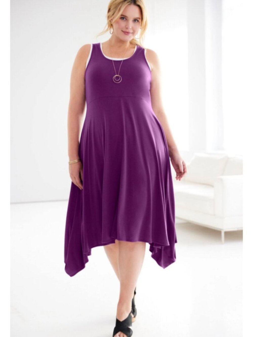 Soft Focus 18/20 Sleeveless Sharkbite Hem Dress